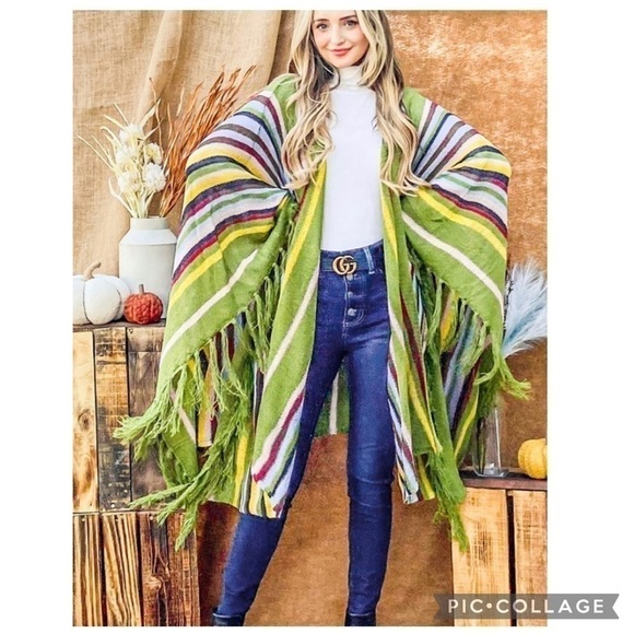 1 left! Beautiful Greens.. Apple Green..  Full Wrap w/Fringe - Picture 2 of 6